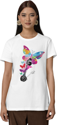Special Trend Hub Graphic Print Women Round Neck Black T-Shirt