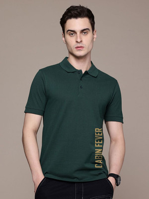 Moda Rapido Graphic Print Men Polo Neck Green T-Shirt
