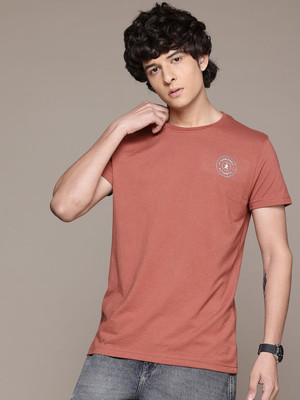 Roadster Solid Men Round Neck Orange T-Shirt