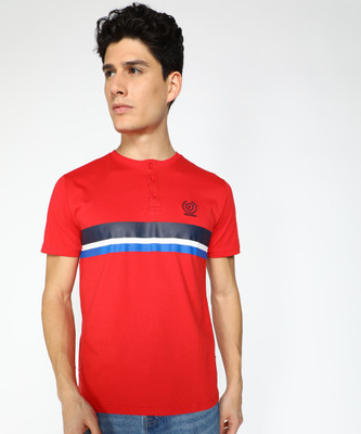 PROVOGUE Striped Men Round Neck Red T-Shirt