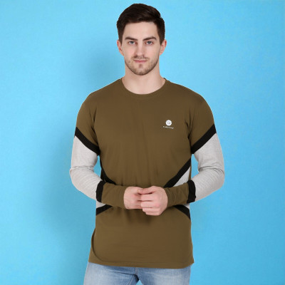 Faricon Trending Solid Men Round Neck Brown T-Shirt