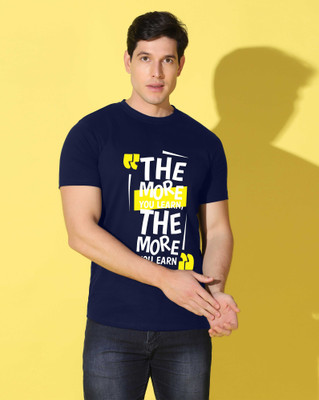 WOOSTRO Graphic Print Men Round Neck Navy Blue T-Shirt