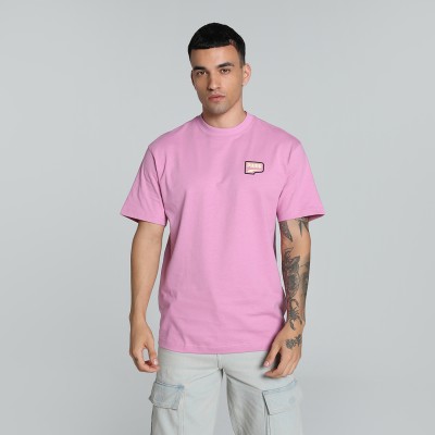 PUMA Printed Men Crew Neck Pink T-Shirt