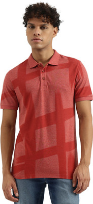 United Colors of Benetton Printed Men Polo Neck Red T-Shirt