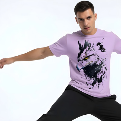 AadhavTrends Graphic Print Men Round Neck Purple T-Shirt