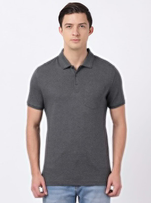 JOCKEY Self Design Men Polo Neck Grey T-Shirt