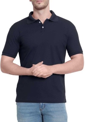 Amrutam Enterprise Self Design Men Polo Neck Black T-Shirt