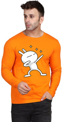 TEEFOX Printed Men Round Neck Orange T-Shirt