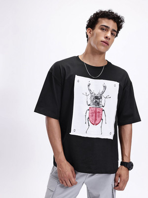 Kook N Keech Printed Men Round Neck Black T-Shirt
