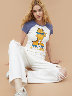 Ginger by Lifestyle Solid Women Round Neck White T-Shirt