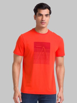 PARK AVENUE Printed Men Round Neck Orange T-Shirt