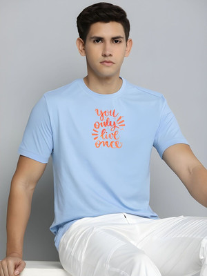 SZN Graphic Print Men Round Neck Light Blue T-Shirt