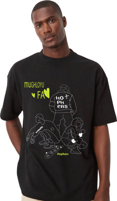 Summervel Graphic Print Men Round Neck Black T-Shirt
