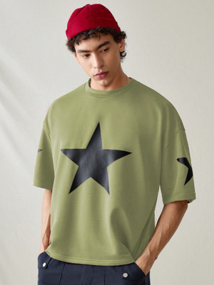 Moda Rapido Printed Men Round Neck Light Green T-Shirt