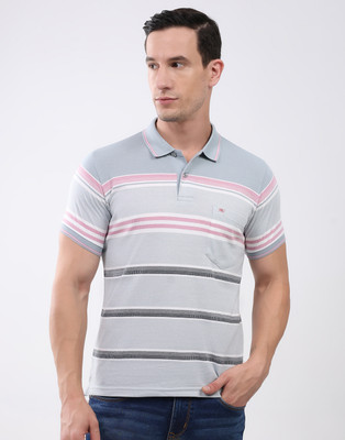 MONTE CARLO Striped Men Polo Neck Multicolor T-Shirt