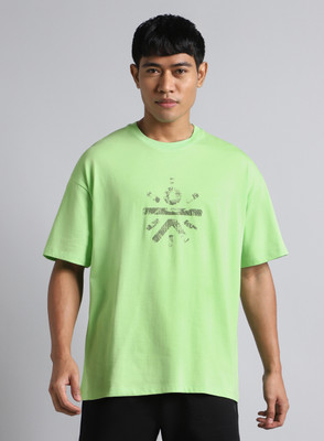 Cult Graphic Print Men Round Neck Green T-Shirt
