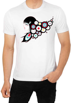LV CARE Printed Men Round Neck White T-Shirt
