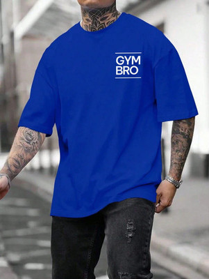 Aditi Fashion Typography Men Round Neck Blue T-Shirt