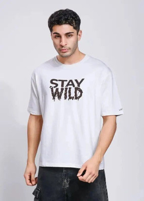 LAYERISM Printed Men Round Neck White T-Shirt
