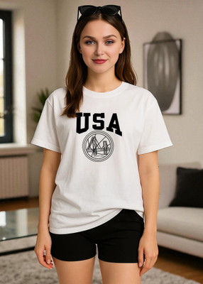 Elvia Graphic Print Women Round Neck White T-Shirt