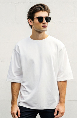 Trenzi Solid Men Round Neck White T-Shirt