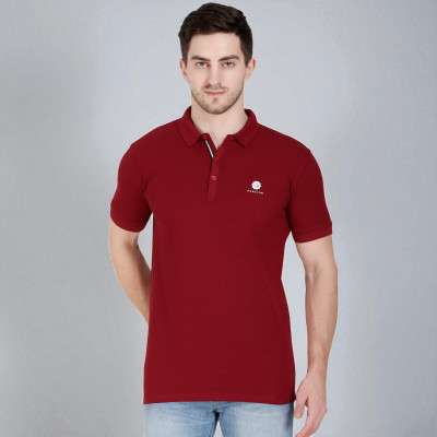 Faricon Trend Solid Men Round Neck Red T-Shirt
