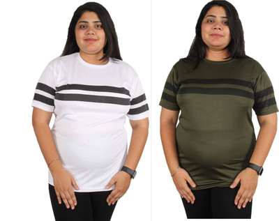 Oishee Printed Women Round Neck Dark Green, White T-Shirt
