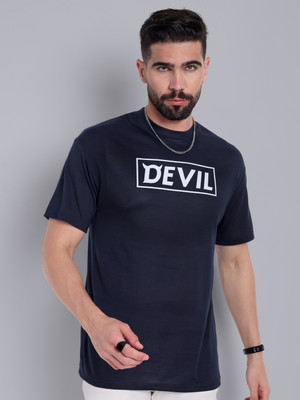 Go Devil Printed Men Round Neck Dark Blue T-Shirt