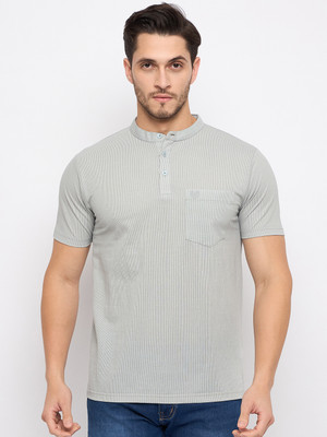 DUKE Self Design Men Henley Neck Grey T-Shirt