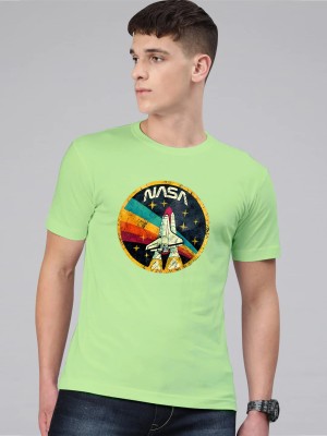 Jack Paris Printed, Typography Men Round Neck Light Green T-Shirt