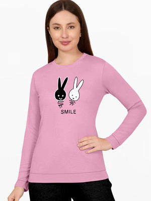 ClonCline Printed Women Round Neck Reversible Pink T-Shirt