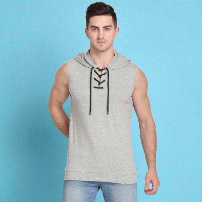 Faricon Trend Solid Men Round Neck Grey T-Shirt