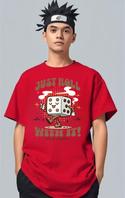 goodsign Graphic Print Men Round Neck Red T-Shirt