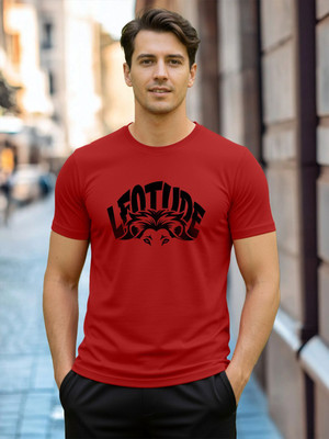Leotude Graphic Print Men Round Neck Red T-Shirt