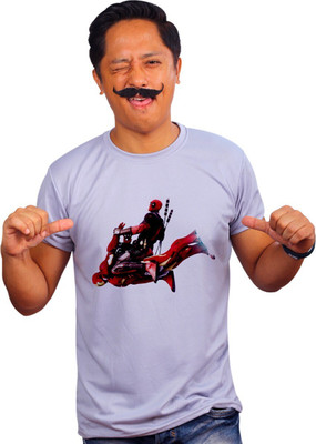 Mooch Wale Printed Men Round Neck Purple T-Shirt