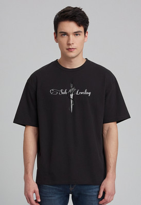 Zokra Store Printed Men Round Neck Black T-Shirt