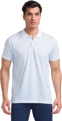 PARK AVENUE Printed Men Polo Neck Light Blue T-Shirt