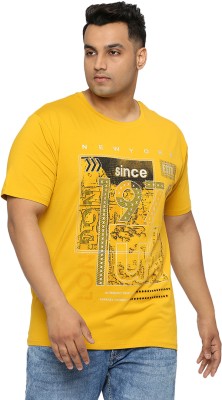 XMEX Printed Men Crew Neck Yellow T-Shirt