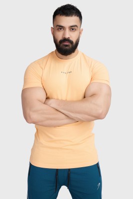 FuaarK Solid Men Crew Neck Orange T-Shirt