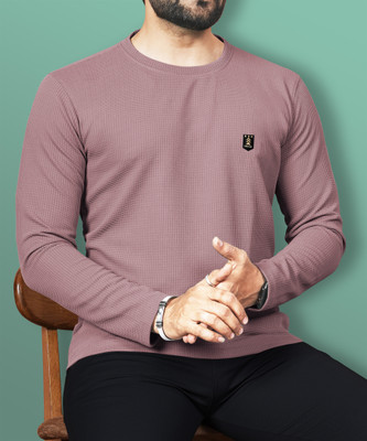VeBNoR Solid Men Round Neck Beige T-Shirt