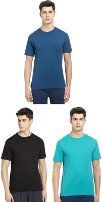 JOCKEY Solid Men Round Neck Black, Light Green, Blue T-Shirt