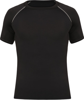 Sportinger Self Design Men Round Neck Black T-Shirt