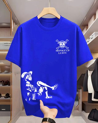 Beaumen Graphic Print Men Round Neck Blue T-Shirt