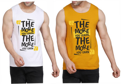 WOOSTRO Printed Men Round Neck White, Brown T-Shirt