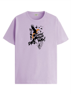 ADRO Graphic Print Men Round Neck Purple T-Shirt
