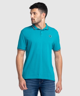 BEING HUMAN Solid Men Polo Neck Green T-Shirt