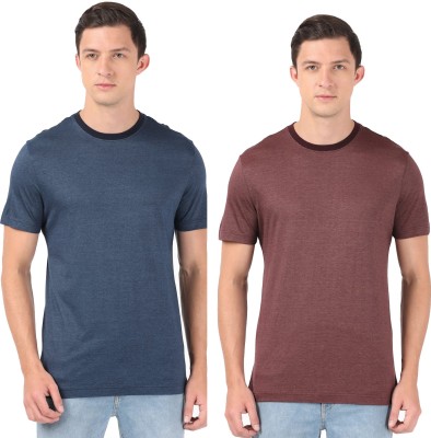 JOCKEY Solid Men Round Neck Dark Blue, Maroon T-Shirt