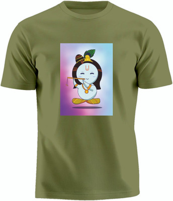 Luv My India Printed Women Round Neck Green T-Shirt