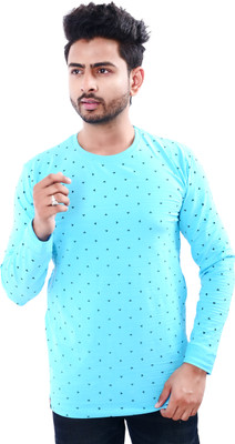 DRESSED UP DIVAS Printed Men Round Neck Light Blue T-Shirt