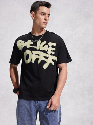 WROGN Printed Men Round Neck Black T-Shirt